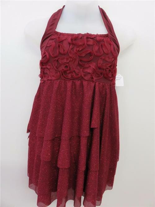 Pre-Owned Costume Weissman  6919 Medium Adult Burgundy Ruffles Lyrical Glitter