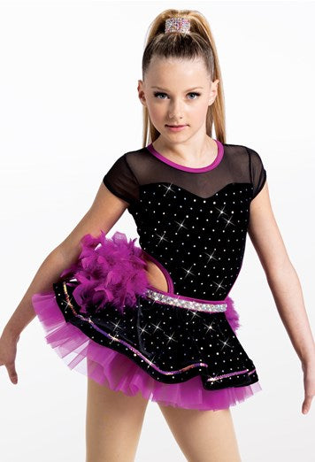 Pre-Owned Costume Weissman  14692 Intermediate Child  Purple  Feathers Jazz Tap Sequin