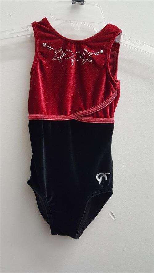 Pre-Owned Gymnastics Leotard GK Elite Small Child Red Black Velvet
