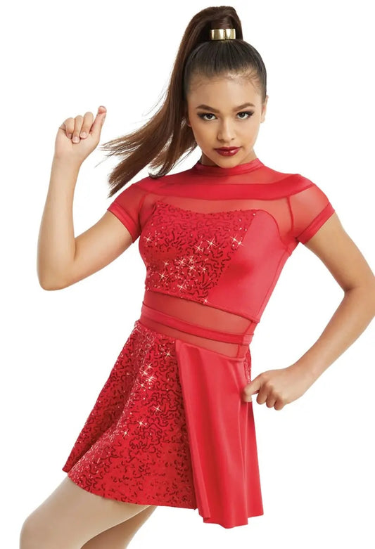 Pre-Owned Costume Weissman  11075 Medium Adult Red Dress Jazz Sequin