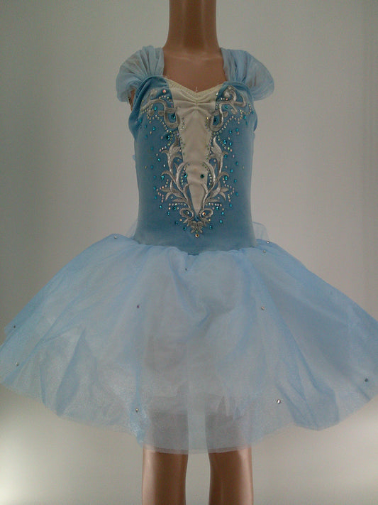 Pre-Owned Costume Costume Gallery   Medium Child Blue Tutu Ballet YAGP Rhinestone Elsa