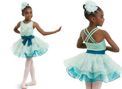 Pre-Owned Costume Weissman 11138 Small Child Blue Front Bow Ballet Sequin