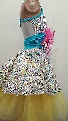 Pre-Owned Costume Curtain Call  E1215 Large Child Yellow Dress Jazz Sequin