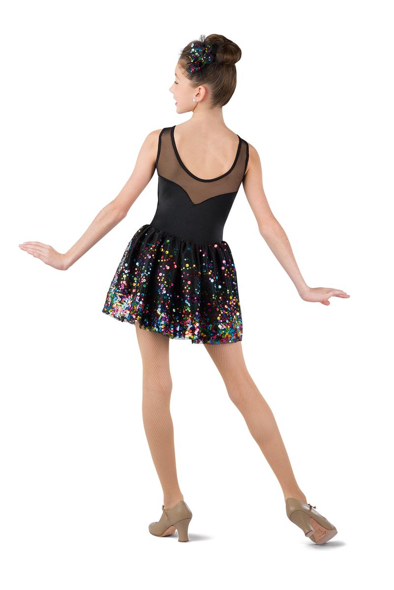 Pre-Owned Costume Costume Gallery  18635 Medium Child Black Dress Jazz Sequin