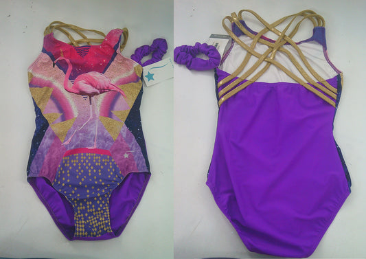 New Leotard Destira Disco Zebra Kids  Purple GOld  Acro Tumbling