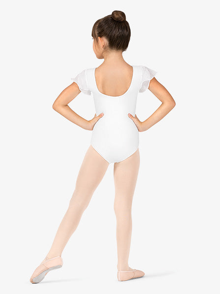 Pre-Owned Leotard Bloch Medum Child Flutter Sleeve White Sparkles Ballet Tap