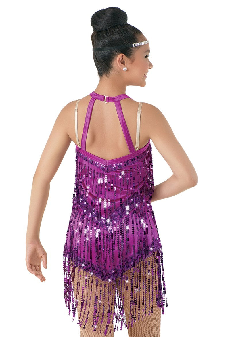 Pre-Owned Costume Weissman  9179 SmallAdult Pink Fringe Jazz Sequin Flapper