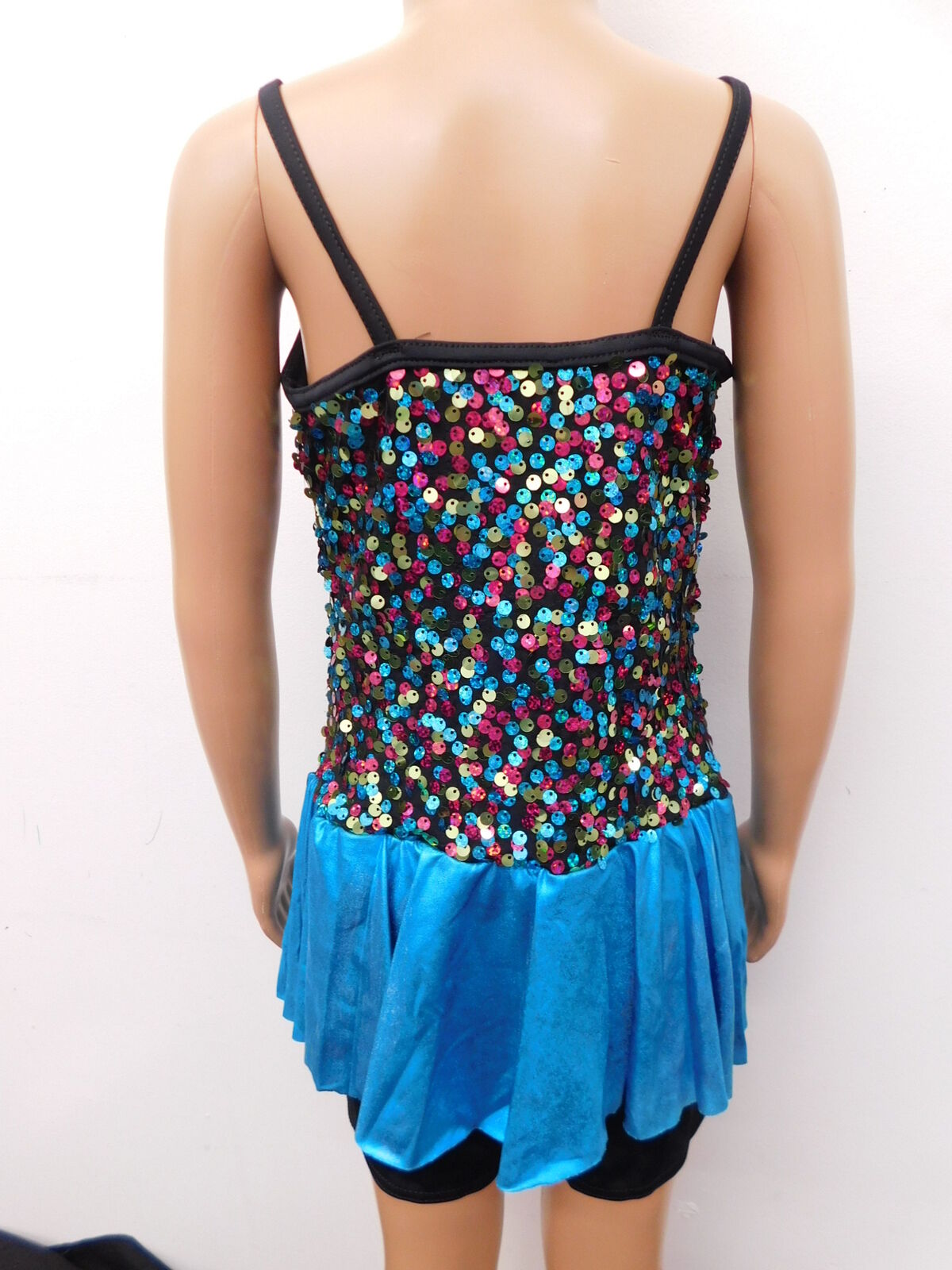 Pre-Owned Costume Weissman  5341 Intermediate Child Turquoise Dress Jazz Tap Sequin