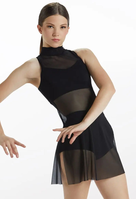 Pre-Owned Costume Small Adult Black Balera D10664 Lyrical Ballet Contemporary Mock Neck Sheer Dress