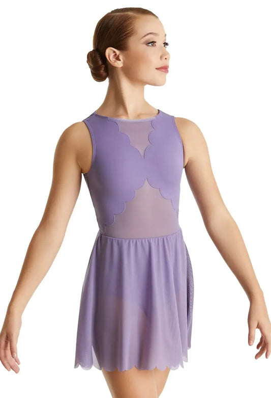 Pre-Owned Costume Large Child Purple Balera D10958 Lyrical Contemporary Ballet Scallop Dress Halter neck