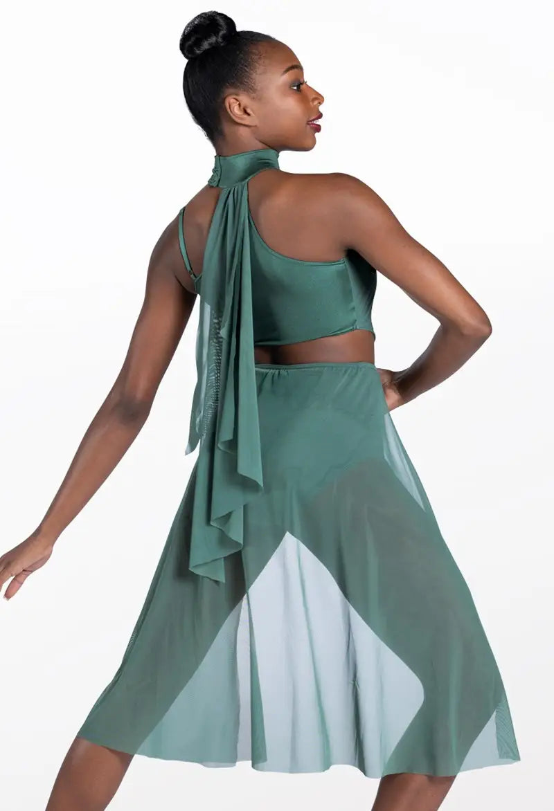 Pre-Owned Costume Small Adult Green Weissman D12287 Lyrical Contemporary Ballet Rhinestones Dress