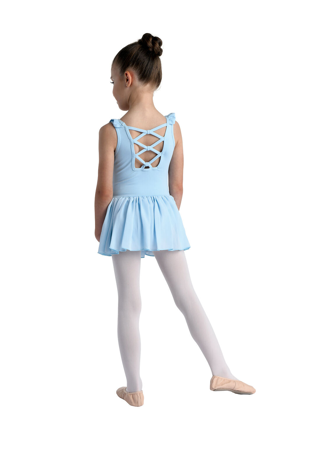 Pre-Owned Leotard Dress Danz N Motion 20206C Lt Pink 8-10 Criss Cross Back Ballet Tap