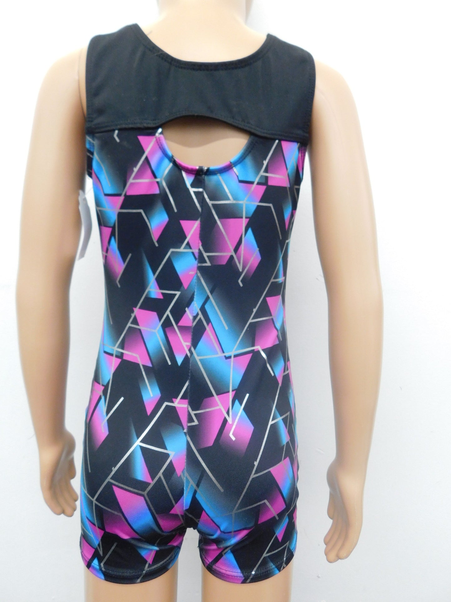 Pre-Owned Biketard Freestyle   Large Child Pink Black  Gymnastics Jazz Acro
