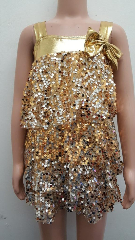 Pre-Owned Costume Weissman  5702 Small Child Gold Ruffles Jazz Sequin