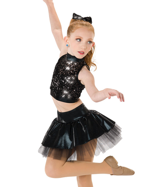 Pre-Owned Costume AWCT  V2221 Large Adult Black Tulle Skirt Jazz Musical Theater Sequin