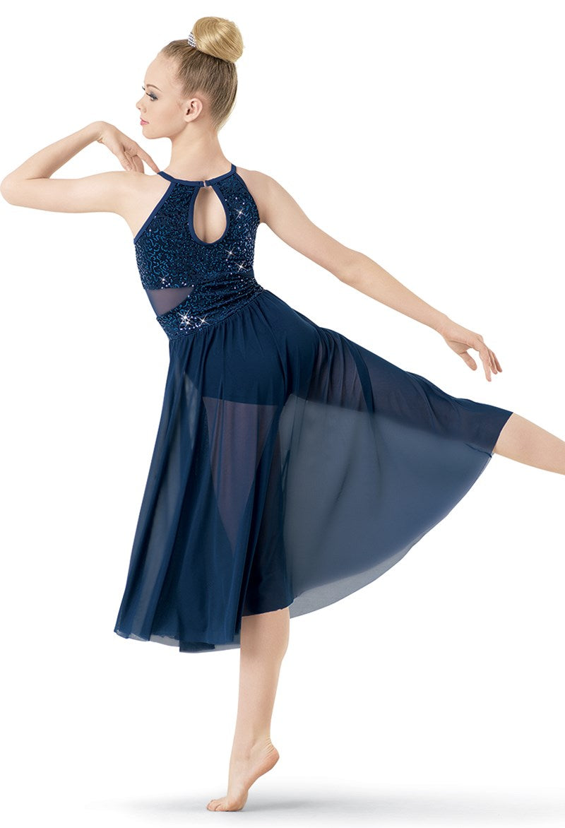 Pre-Owned Costume Weissman  9876 Medium Adult Navy Blue Dress Lyrical  Sequin