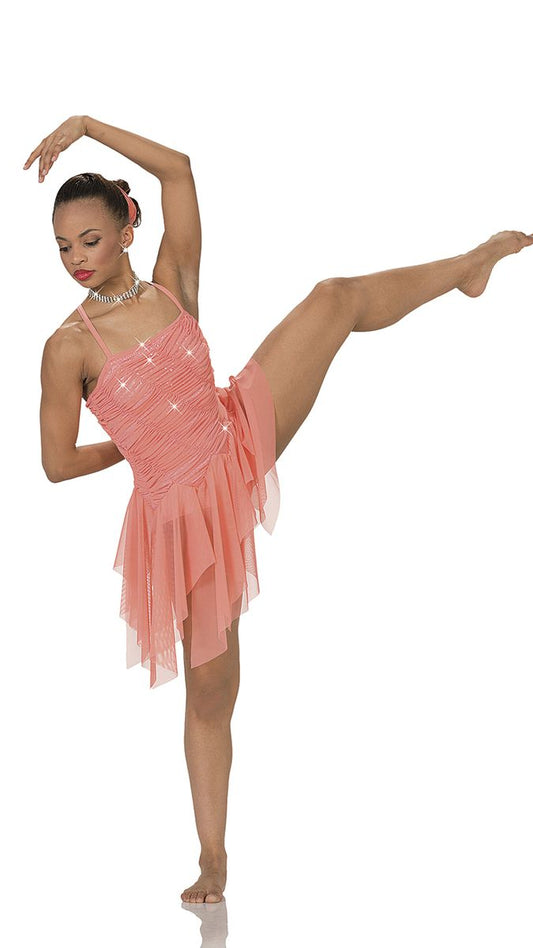 Pre-Owned Costume Art Stone 26425 Medium Adult Coral Handkerchief skirt Lyrical Jazz Sequin