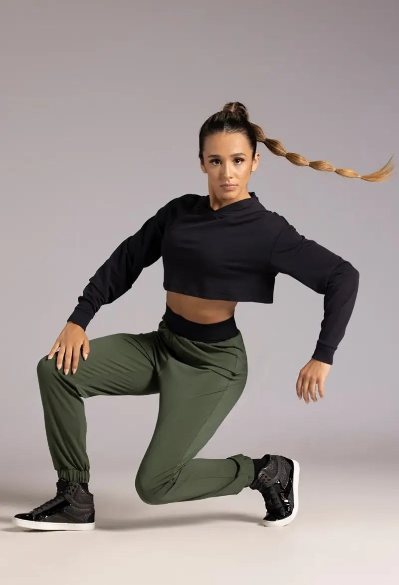 Pre-Owned Crop Hoodie Balera  AH10417 Small Adult Black  Jazz Hip Hop