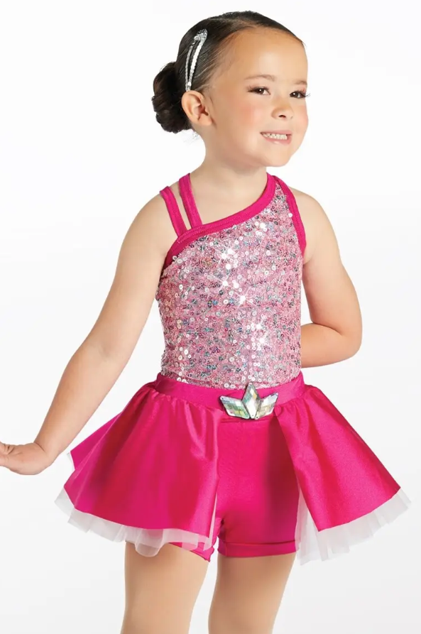 Pre-Owned Costume NEW Weissman  15905 Int Child Pink 2in1 Ballet Jazz Tap Sequin