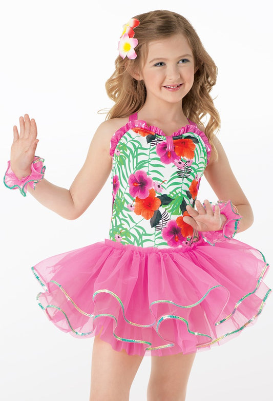 Pre-Owned Costume Weissman  9841 Medium Child Pink Tutu Jazz Sequin Hula