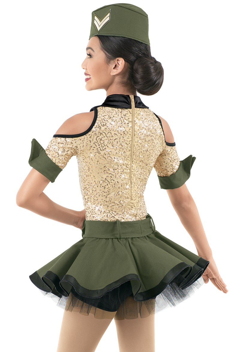 Pre-Owned Costume Weissman 10200 Int Child Army Green Dress Jazz Sequin Bugle Boy