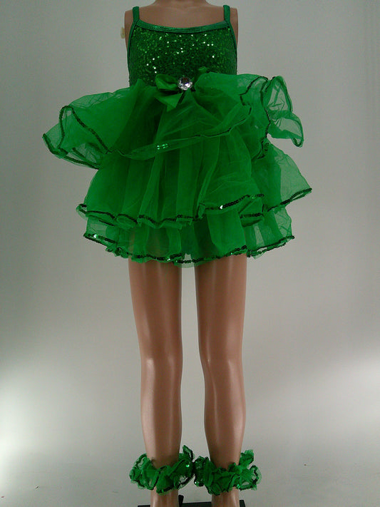 Pre-Owned Costume AWCT  H244 Small Child Green Dress Jazz Sequin Crocodile
