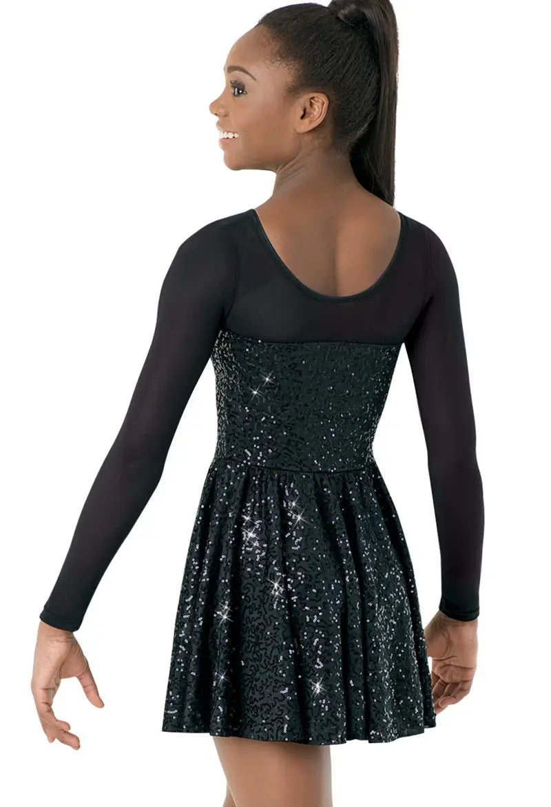 Pre-Owned Costume Large Child Black Balera D9504 Jazz Tap Musical Theater Baton Dress Sequin