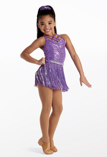 Pre-Owned Costume Weissman 14982 Medium Adult Pink Fringe Skirt Jazz Sequin