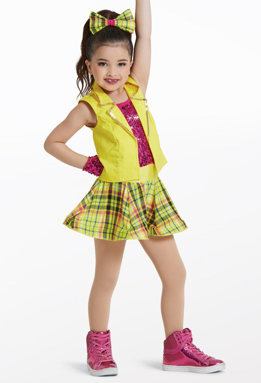 Pre-Owned Costume Weissman  11906 Large Child Yellow Vest Hip Hop Clogging Sequin