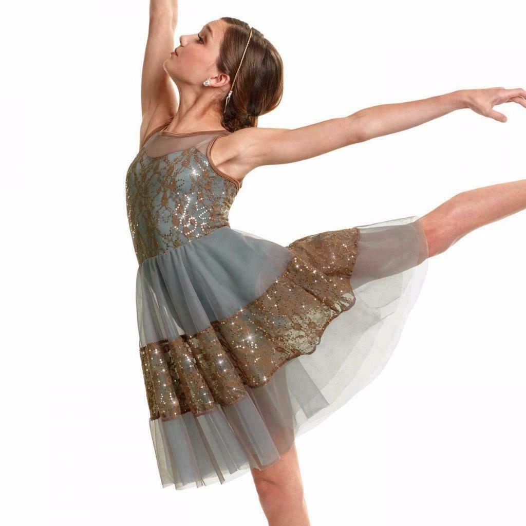 Pre-Owned Costume Curtain Call E1743 Medium Adult Brown Dress Lyrical Sequin