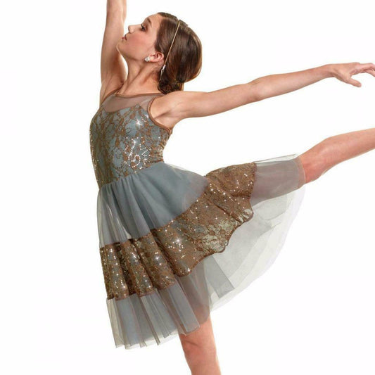 Pre-Owned Costume Curtain Call E1743 Medium Adult Brown Dress Lyrical Sequin