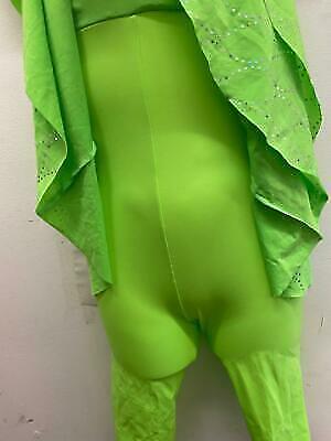 Pre-Owned Costume Weissman  4702 Medium Child Lime Green Unitard w/ Skirt Jazz