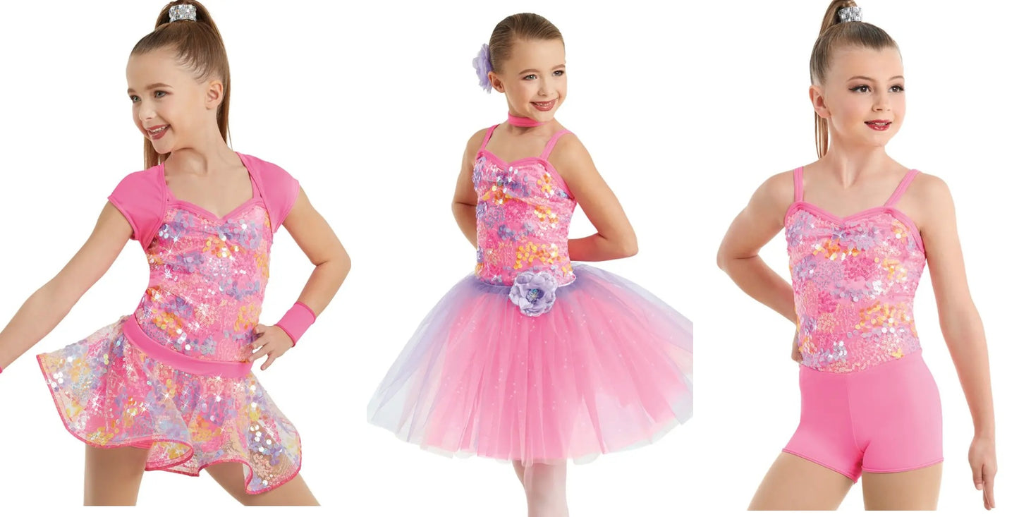 Pre-Owned Costume Weissman  11049  Pink 3in1 Jazz Tap Ballet Sequin