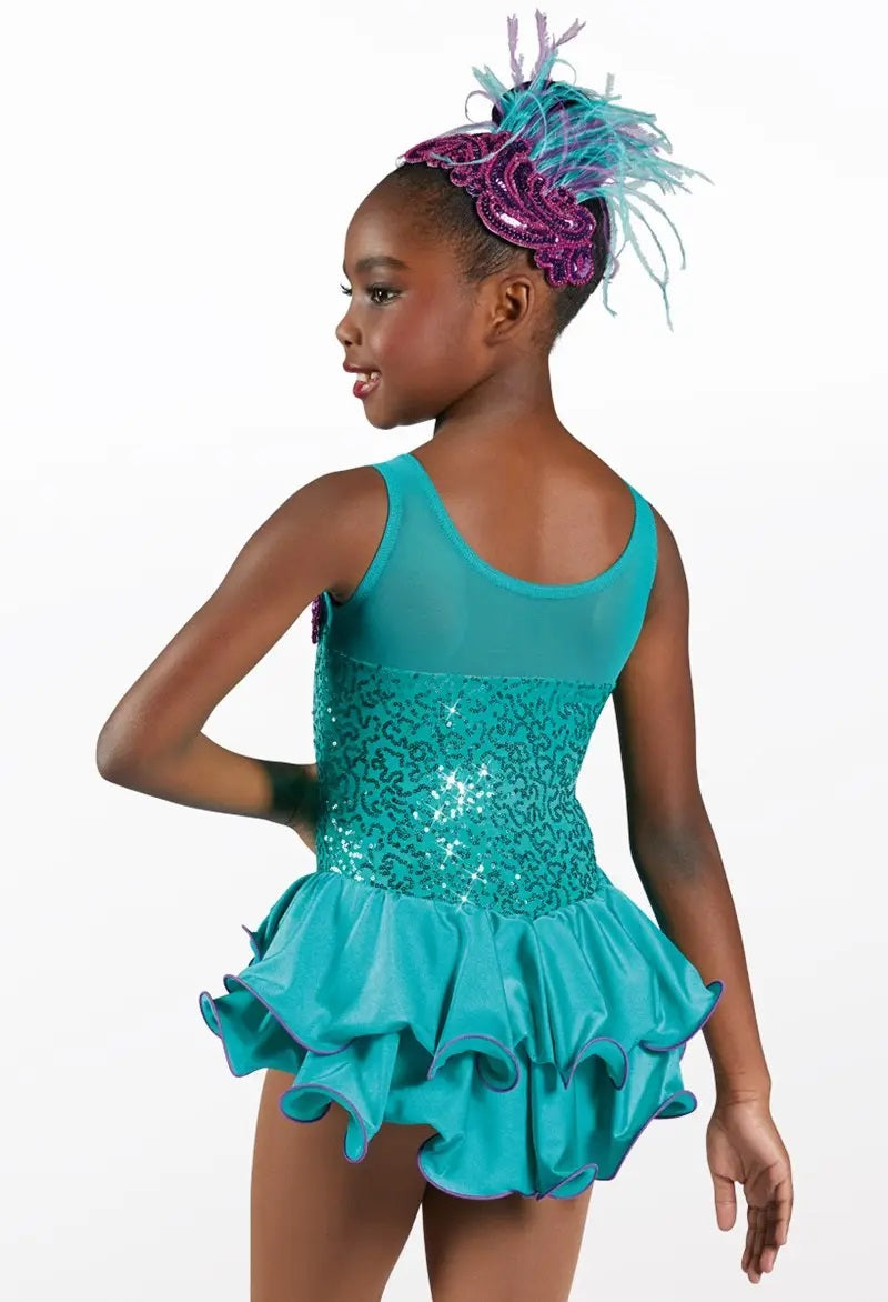 Pre-Owned Costume Weissman  12537 Large Child Pink Feathers Jazz Tap Sequins
