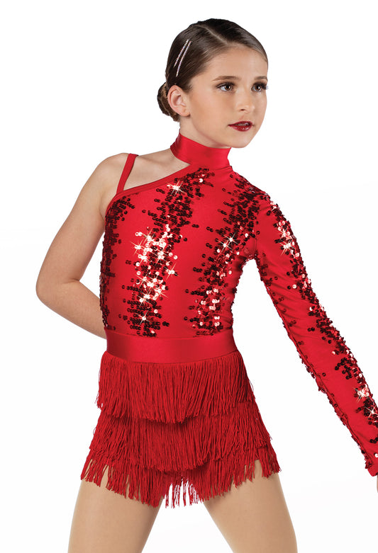 Pre-Owned Costume Weissman  13484 Small Adult Red Fringe Jazz Sequin