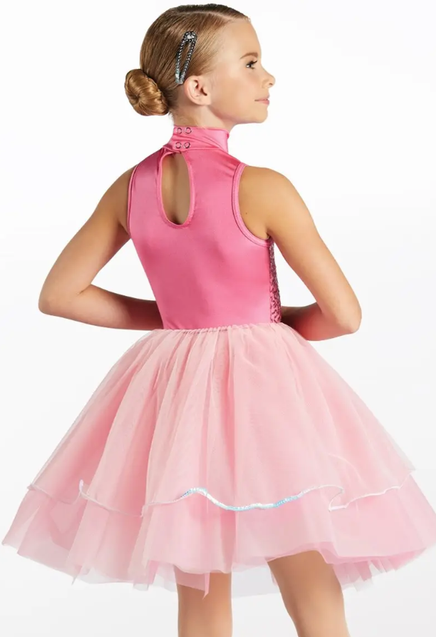 Pre-Owned Costume Weissman  15678 Small Child Pink 2in1 Ballet Jazz Sequin