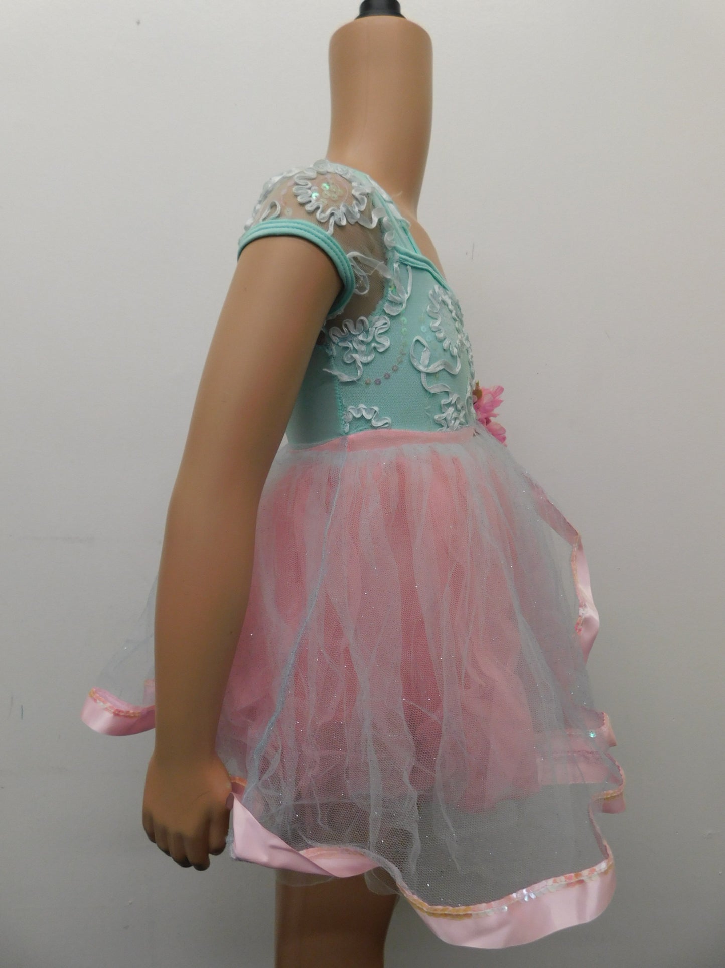 Pre-Owned Costume Curtain Call  E938 XS Child Green Dress Ballet Sequin