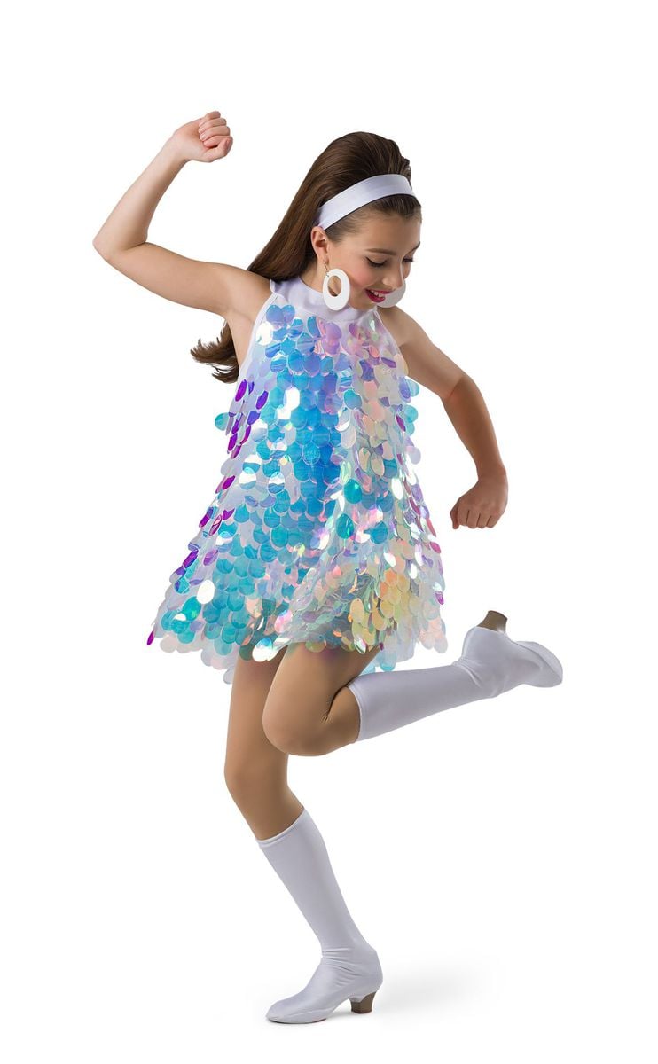 Pre-Owned Costume Gallery  19645 XL Adult White Sapngle Dress Jazz Sequin Disco