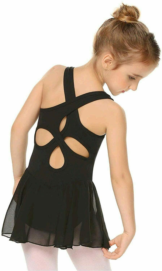 Pre-Owned Leotard Dress Arshiner Large Child Black Ballet Tap Jazz
