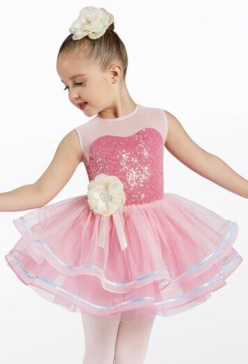 Pre-Owned Costume Weissman  12444 Small Child Pink  Ballet Pageant Sequin