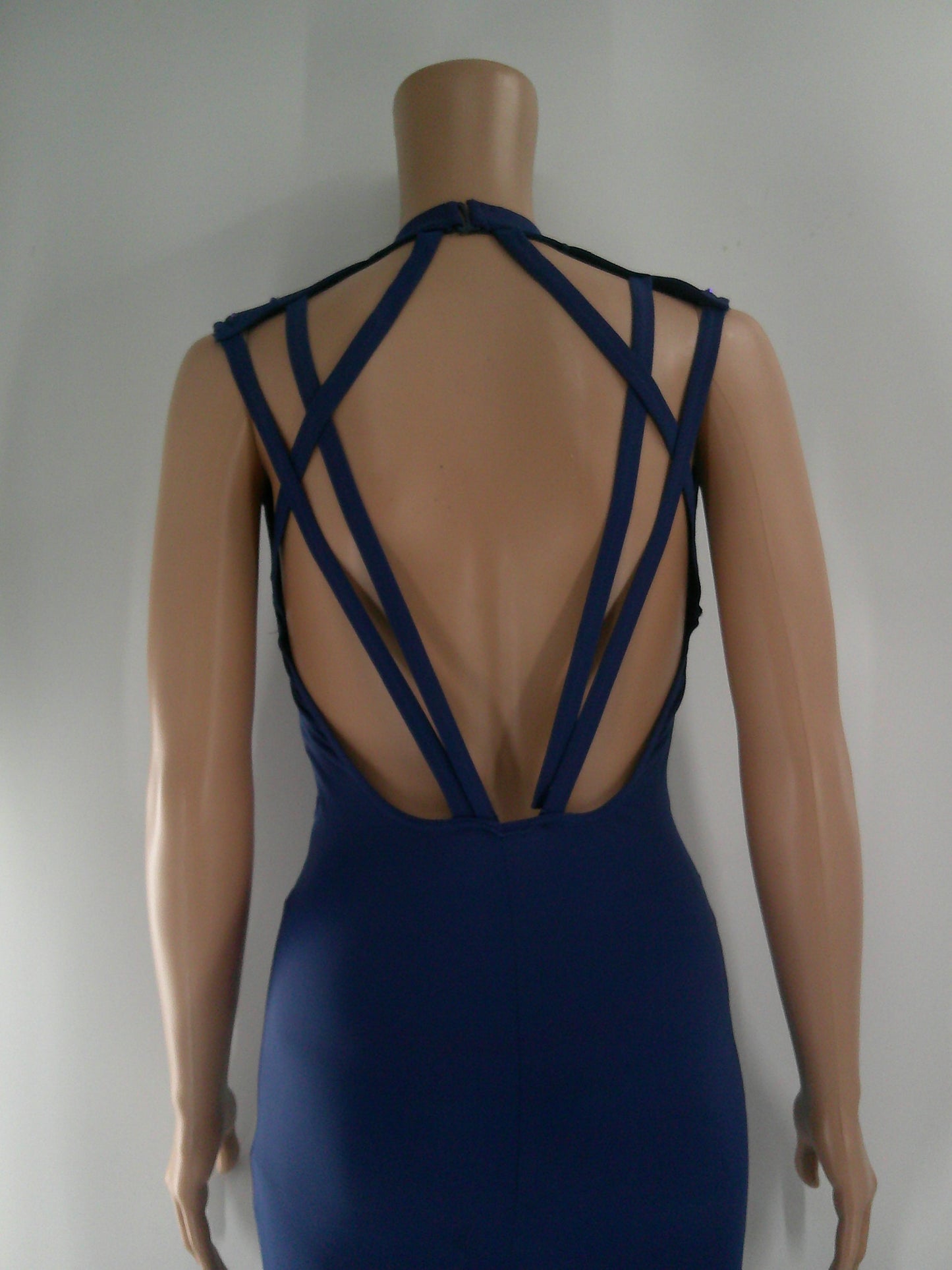 Pre-Owned Costume Weissman  MT12258 Small Adult Blue Jumpsuit Jazz Rhinestones
