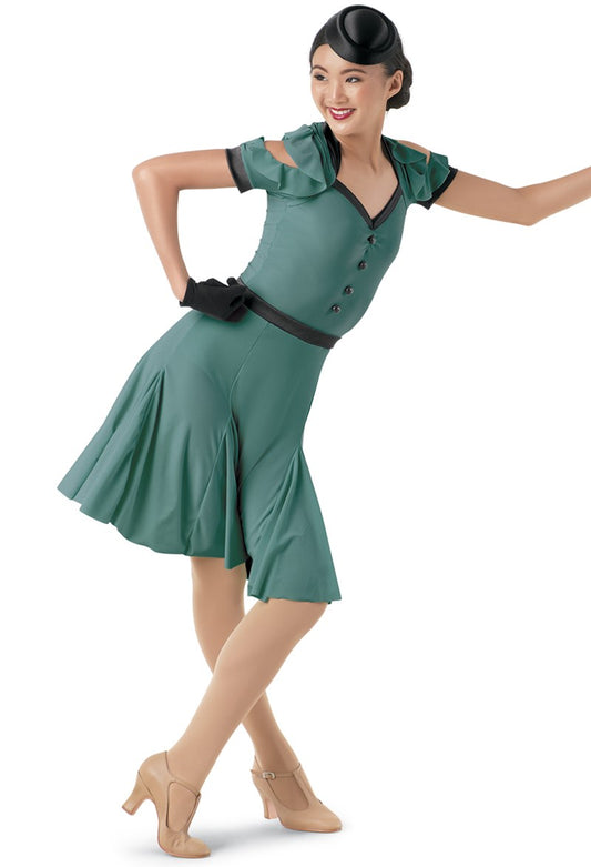 Pre-Owned Costume Weissman  10215 XL Child Green Dress Jazz Tap 40's
