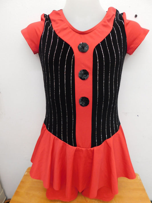 Pre-Owned Costume Weissman  4510 Large Child Red Dress Jazz Hip Hop Glitter Baseball
