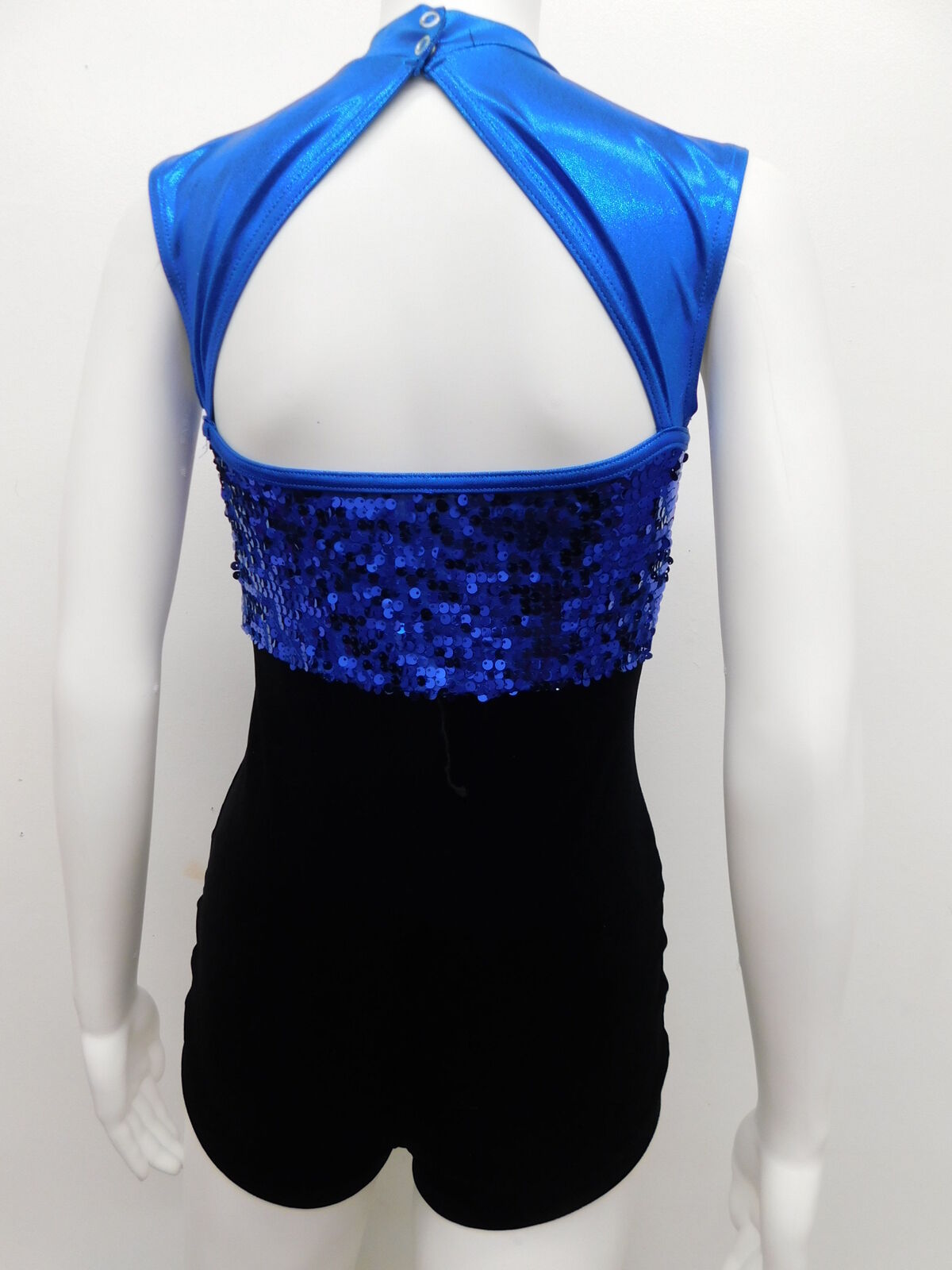 Pre-Owned Costume Weissman  9070 Large Child Blue Unitard Jazz Acro Sequin