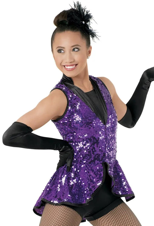 Pre-Owned Costume Weissman  9174 XL Child Purple  Unitard Jazz Sequin