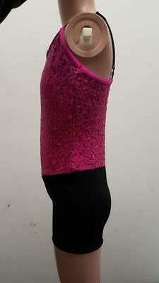Pre-Owned Costume Weissman  6864 Medium Child Pink Unitard Jazz Sequin
