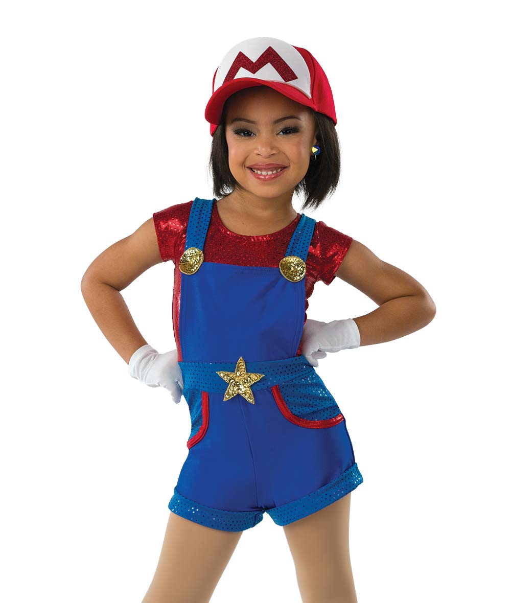 Pre-Owned Costume Jazz Small Child Red A Wish Come True Overalls Tap Hip Hop Clogging