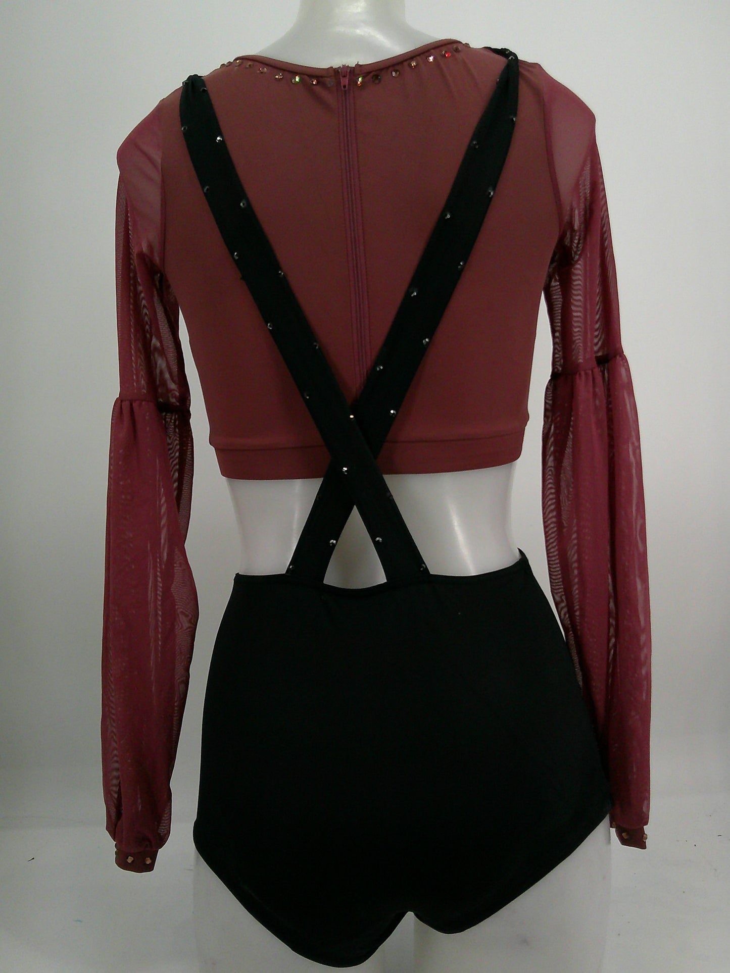 Pre-Owned Costume Weissman  SM12239 Small Adult Burgundy Suspenders Jazz  Rhinestones
