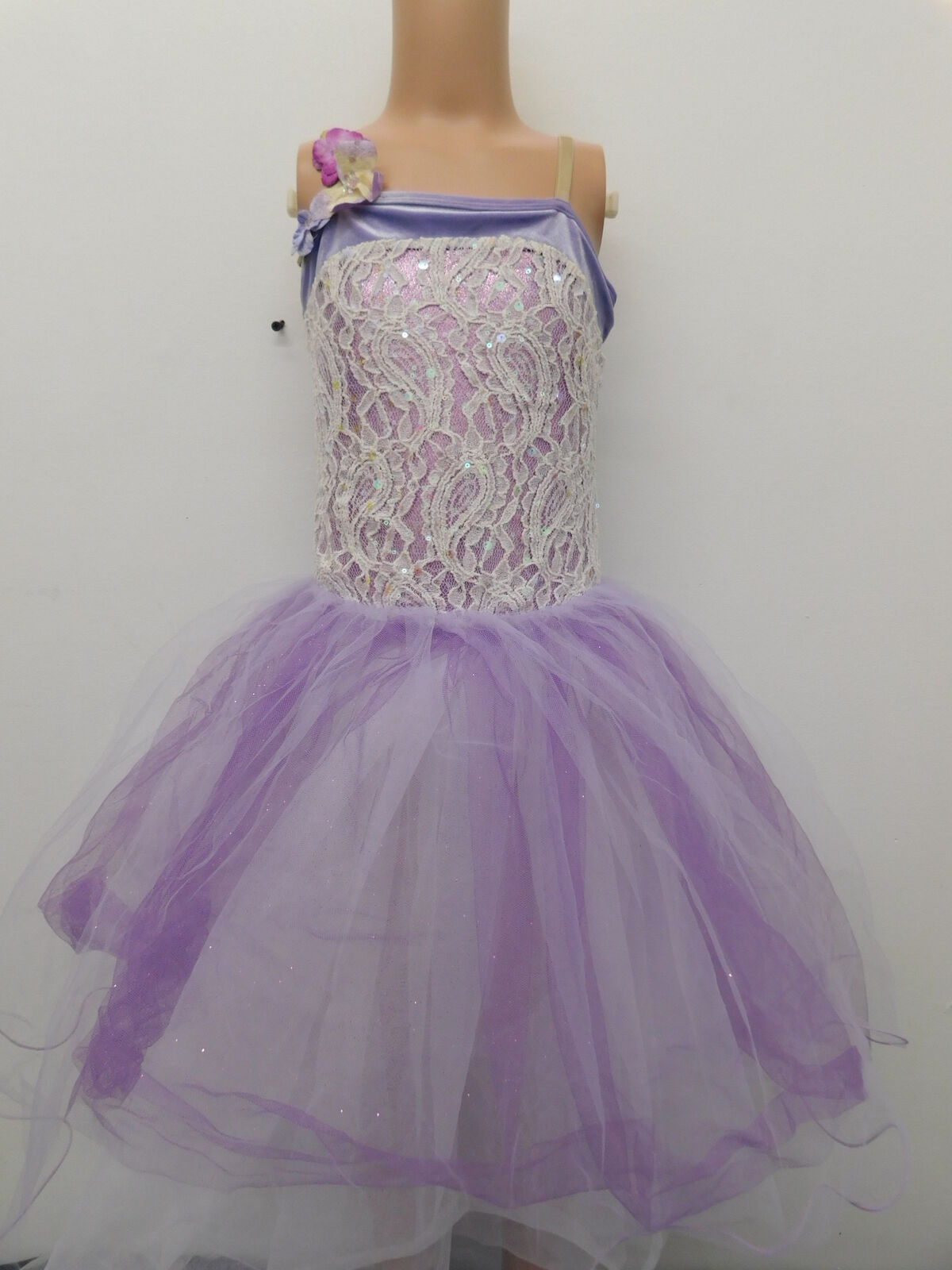 Pre-Owned Costume Curtain Call  E1660 Medium Child Lavender Tutu Dress Ballet YAGP Sequins