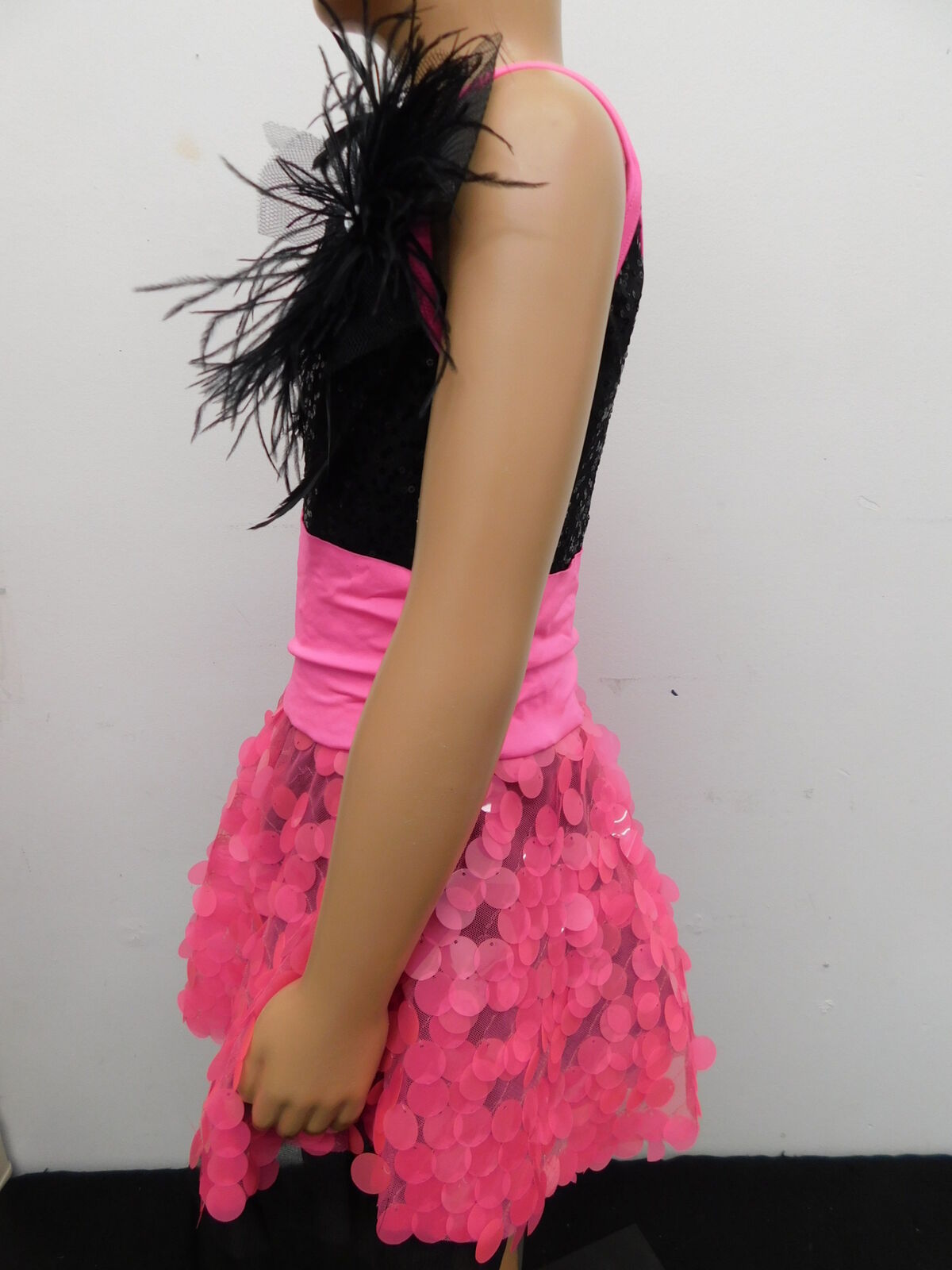 Pre-Owned Costume Weissman  7806 Large Child Hot Pink Dress Jazz  Sequins